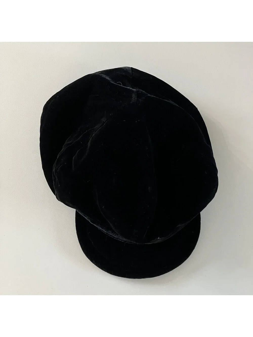 VTG Y2K Liz Claiborne NEWSBOY CABBIE Black Velvet Hat Cap Womens French Villager